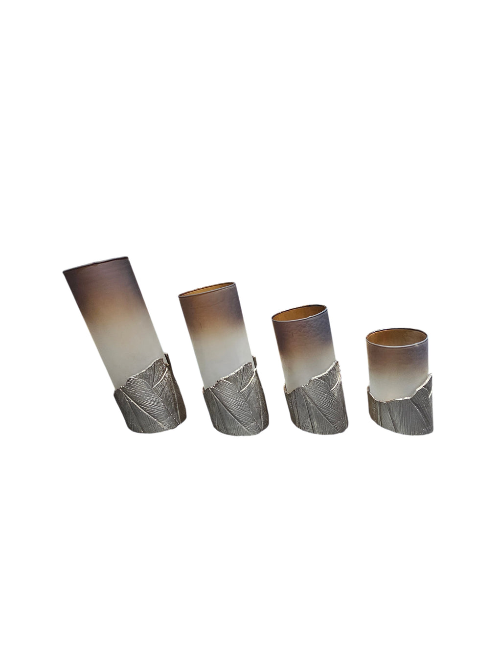 EHAIKA Glass Vase With Slanted Aluminum Base (Set) – Classical Modern Console Top Home Décor