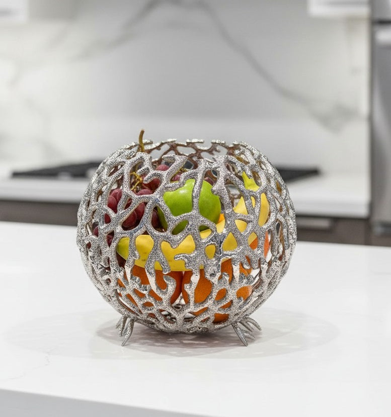 EHAIKA Sea Coral Design Small Opening Fruit Bowl - Dinner Party, Aluminium Dinning Tableware