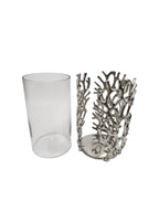 EHAIKA Sea Coral Flower Vase / Candle Holder With Glass Insert (Set of 2) - Aluminium Tabletop Decoration