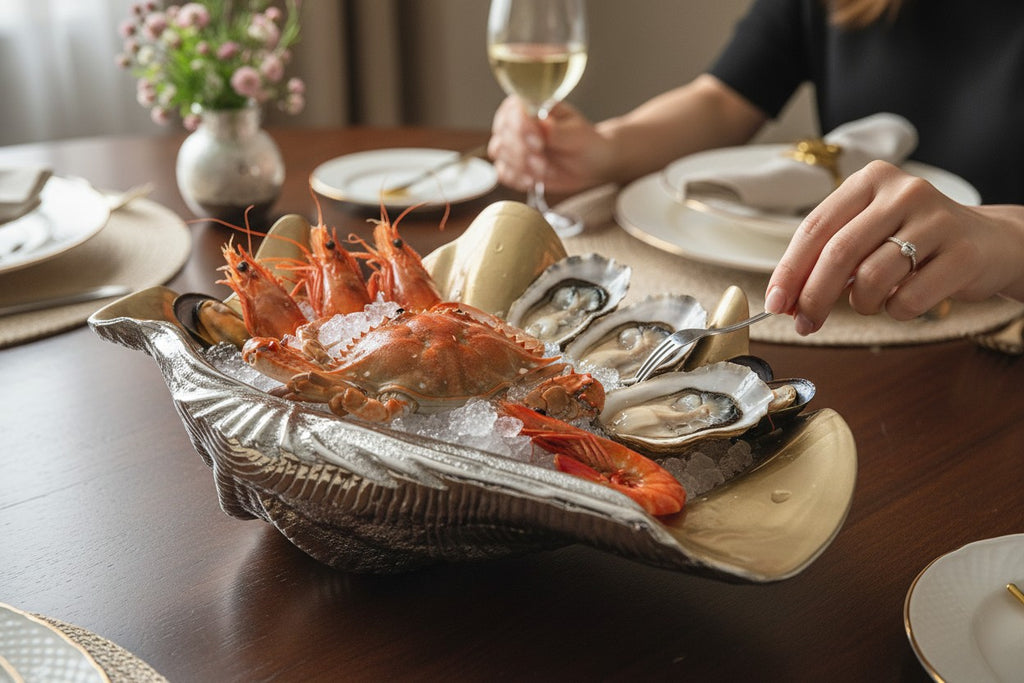 EHAIKA Seashell Wine Chiller Holder - Aluminium Decorative Home Decoration Dinning Tableware Sea Shell