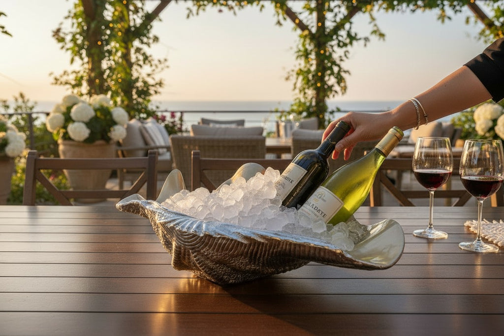 EHAIKA Seashell Wine Chiller Holder - Aluminium Decorative Home Decoration Dinning Tableware Sea Shell