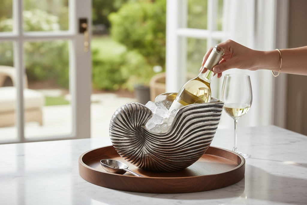 EHAIKA Seashell Single Wine Holder - Aluminium Decorative Home Decoration Dinning Tableware Sea Shell