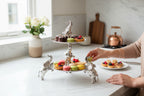 EHAIKA 2 Tier Cake / Fruits Serving Plate On Elephant Sculpture - Safari Decorative Serving Tableware