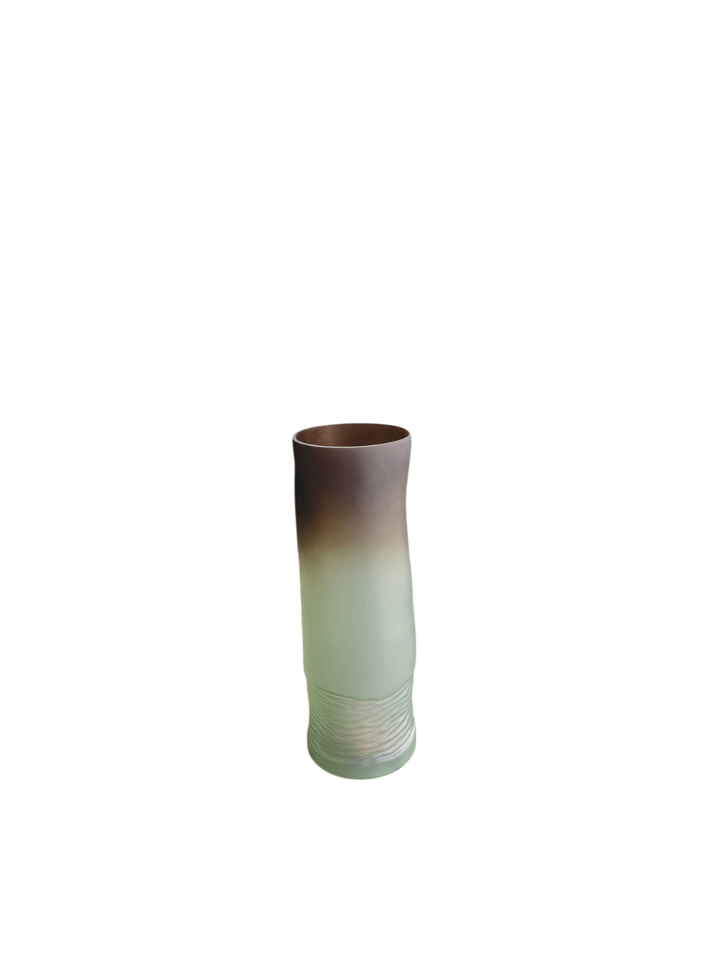 EHAIKA Elegant Dual-Tone Brown Glass Vase, Large Opening  – Modern Tabletop Home Décor