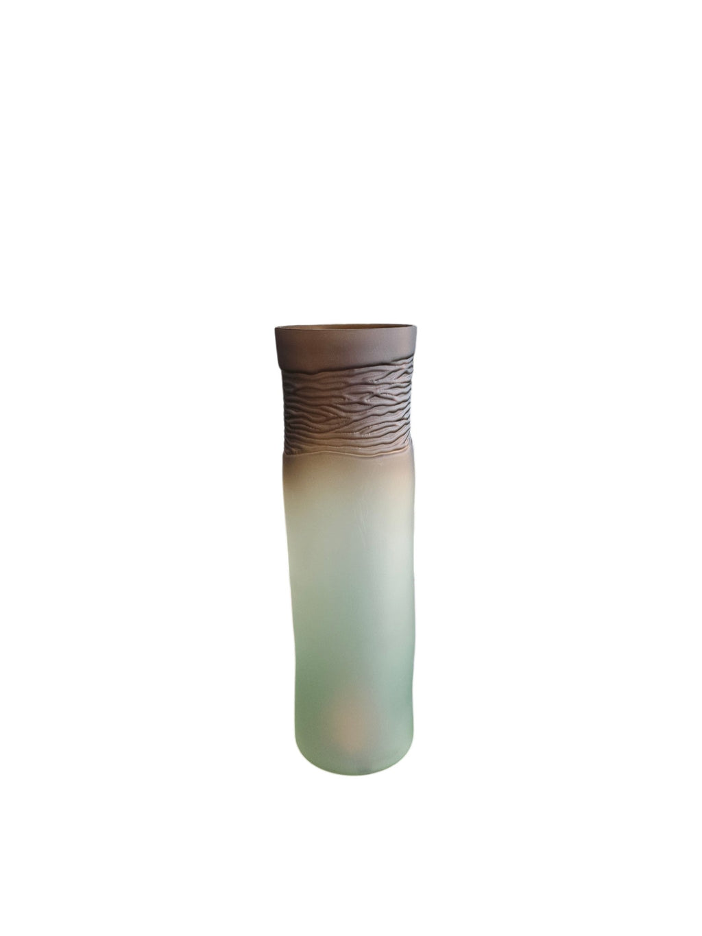 EHAIKA Elegant Dual-Tone Brown Glass Vase, Large Opening  – Modern Tabletop Home Décor