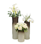 EHAIKA Elegant Dual-Tone Brown Glass Vase, Large Opening  – Modern Tabletop Home Décor