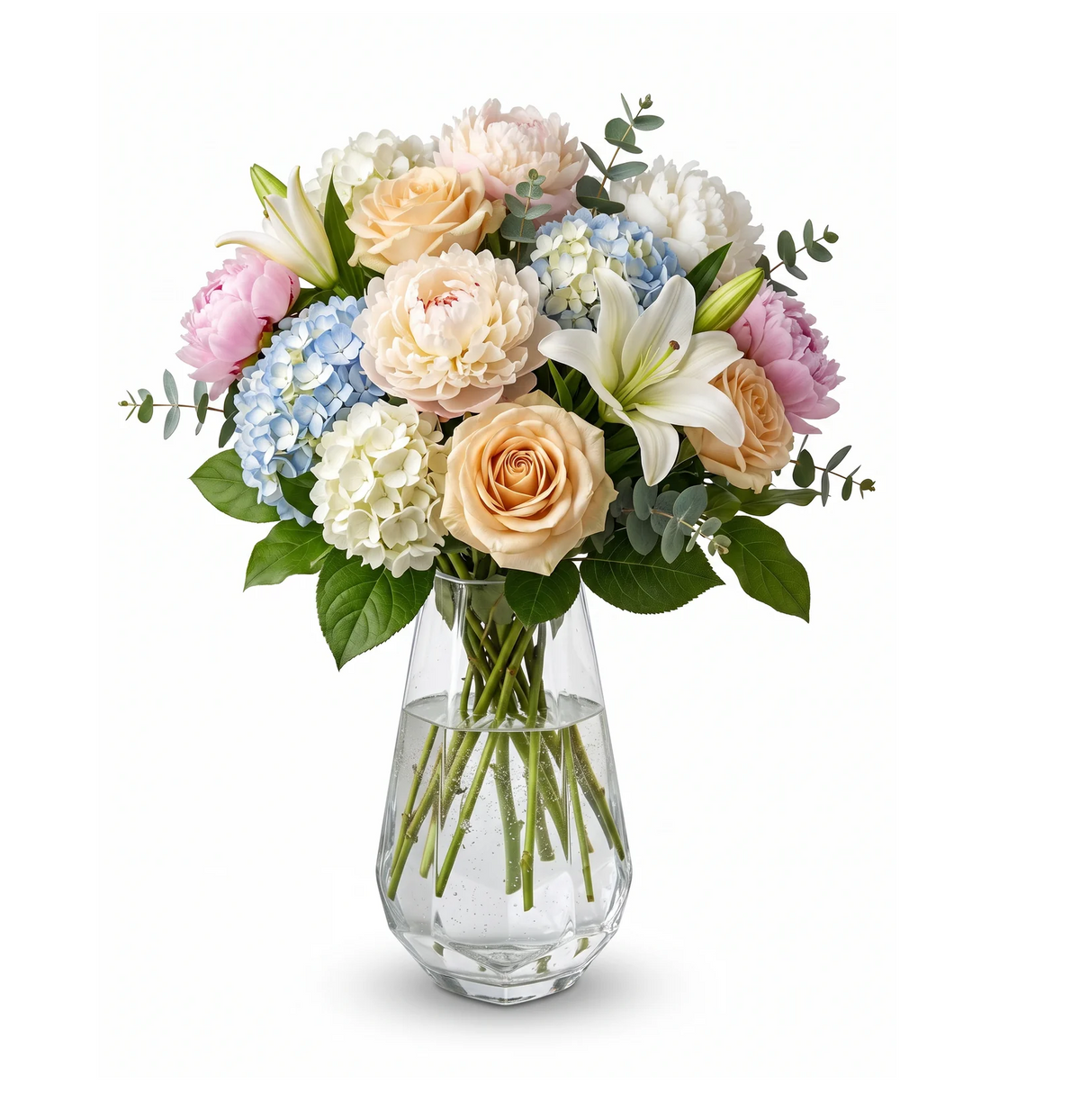 EHAIKA Clear Glass Flower Designer Vase Bowl With Strait Cut Patterned - Diamond Shaped