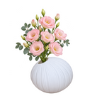 EHAIKA Designer Glass Flower Vase, Line Cut Jagged Patterned - Round Shaped, White Color