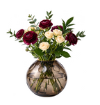 EHAIKA Glass Flower Vase With Moon Cut Patterned Small Neck Designed - Black Colour (Small)