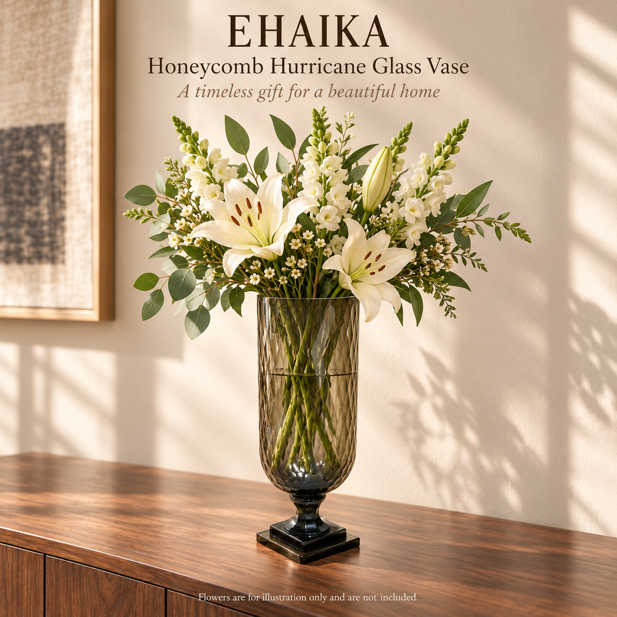 EHAIKA Honeycomb Hurricane Glass Vase - India Mouth-blown Handmade