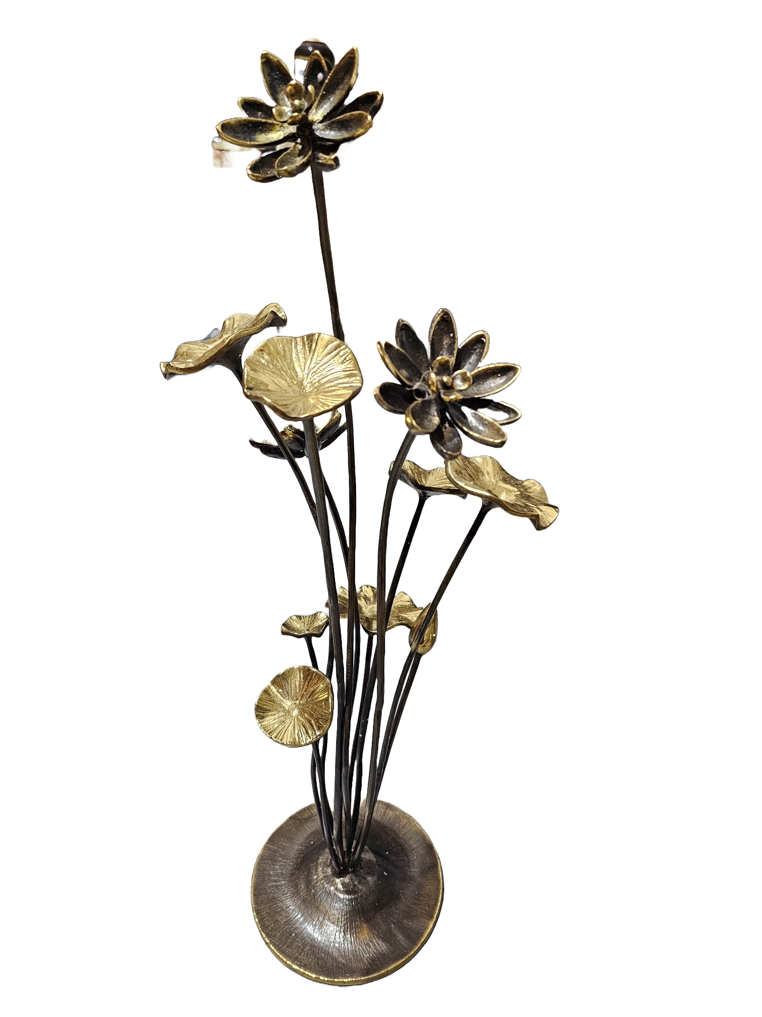 Elegant beautiful brass bronze leaf flower standing design dinning table top office home decoration