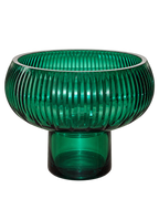EHAIKA Large Opening Designer Glass Flower Vase, Handmade Line Cut Patterned - Round Shaped