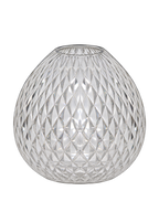 EHAIKA Designer Clear Glass Flower Vase, Handmade Diamond Cut Patterned - Round Shaped