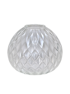 EHAIKA Small Table-top Clear Glass Flower Vase, Handmade Diamond Cut Patterned - Round Shaped