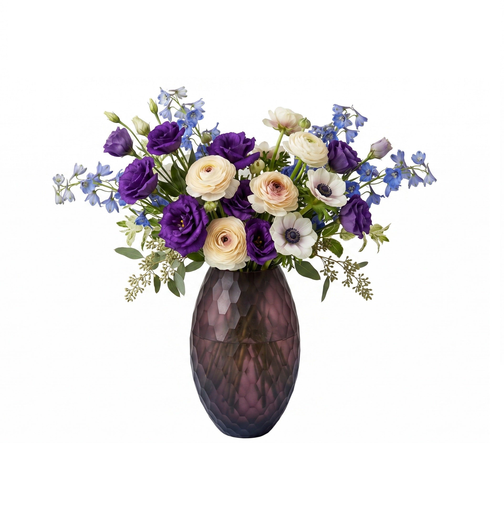 EHAIKA Glass Flower Vase With Gulla Cut Patterned - Burgundy Color