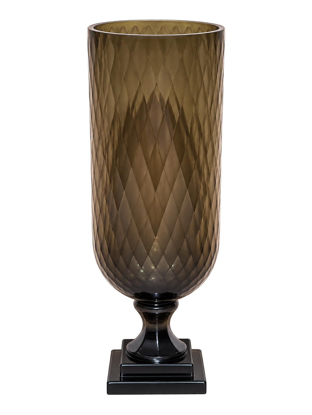 EHAIKA Designer Hurricane Glass Flower Vase, Handmade Honeycomb Cut Patterned - Cylinder Shaped