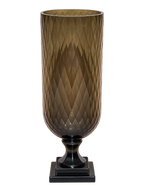 EHAIKA Designer Hurricane Glass Flower Vase, Handmade Honeycomb Cut Patterned - Cylinder Shaped
