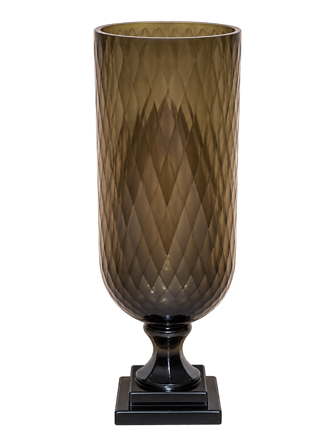 EHAIKA Designer Hurricane Glass Flower Vase, Handmade Honeycomb Cut Patterned - Cylinder Shaped