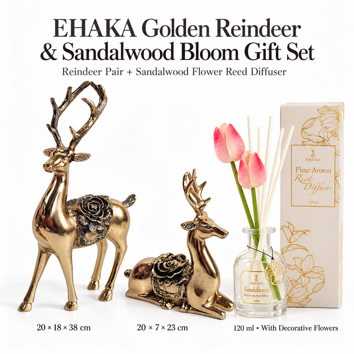 EHAIKA Golden Reindeer & Sandalwood Bloom Gift Set (U.P. $177.60)