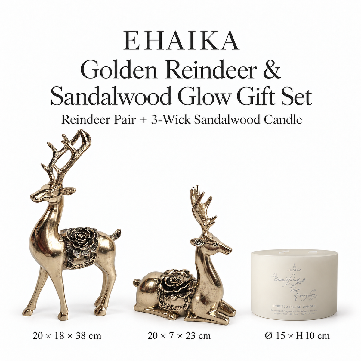 EHAIKA Golden Reindeer & Sandalwood Glow Gift Set (U.P. $204.40)