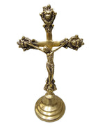 Golden Jesus cross Idol Christian Christ brass tabletop statue for office home display decoration in Singapore