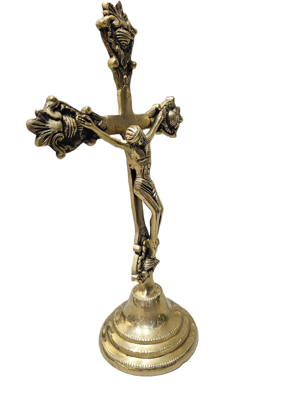 Golden Jesus cross Idol Christian Christ brass tabletop statue for office home display decoration in Singapore