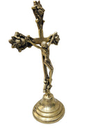 Golden Jesus cross Idol Christian Christ brass tabletop statue for office home display decoration in Singapore