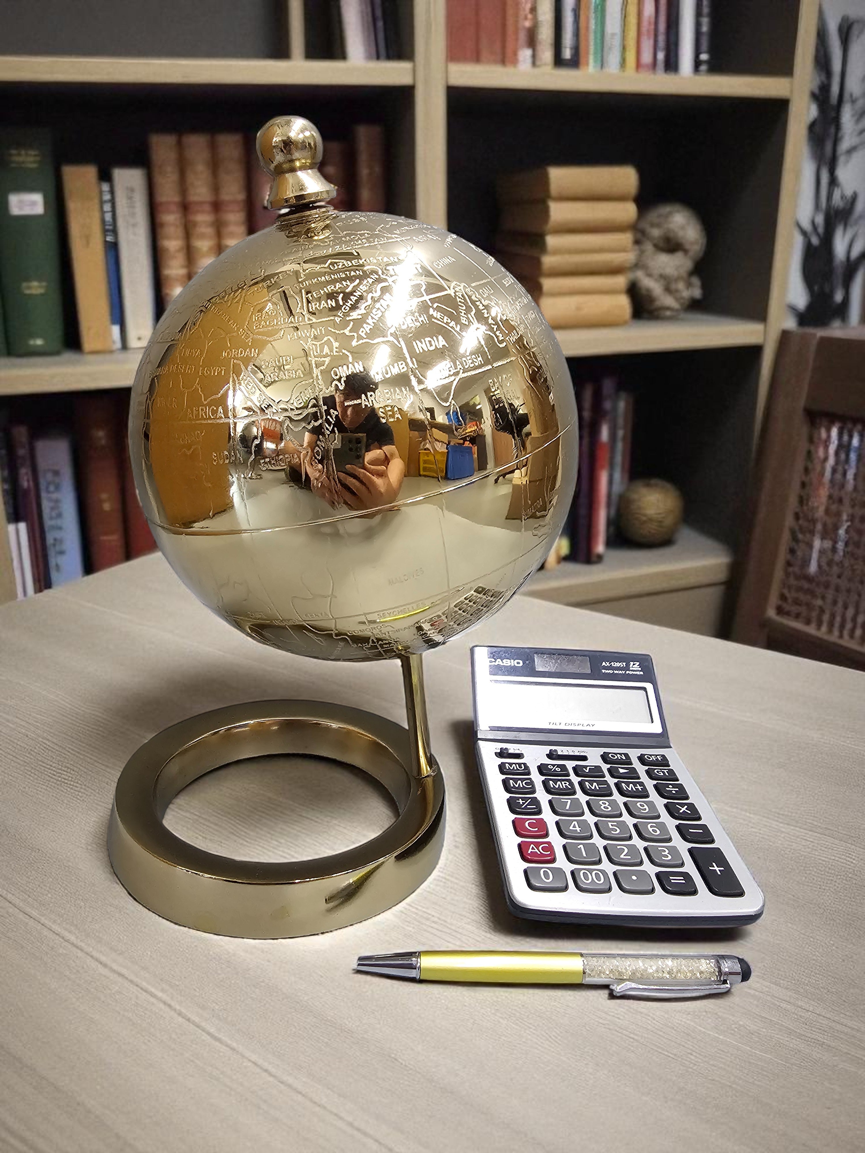 50% off - EHAIKA Full Golden Table Top World Globe, Durable Gold Color Metal Globe & Stand