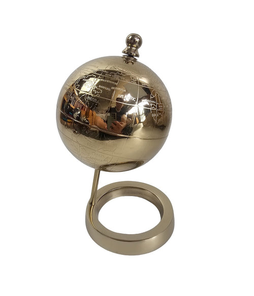 EHAIKA Full Golden Table Top World Globe, Durable Gold Color Metal Globe & Stand