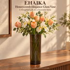 EHAIKA Honeycomb Elegance Glass Vase - India Mouth-blown Handmade
