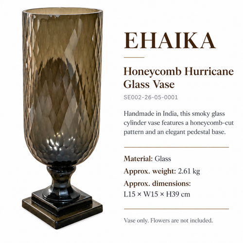 EHAIKA Honeycomb Hurricane Glass Vase - India Mouth-blown Handmade