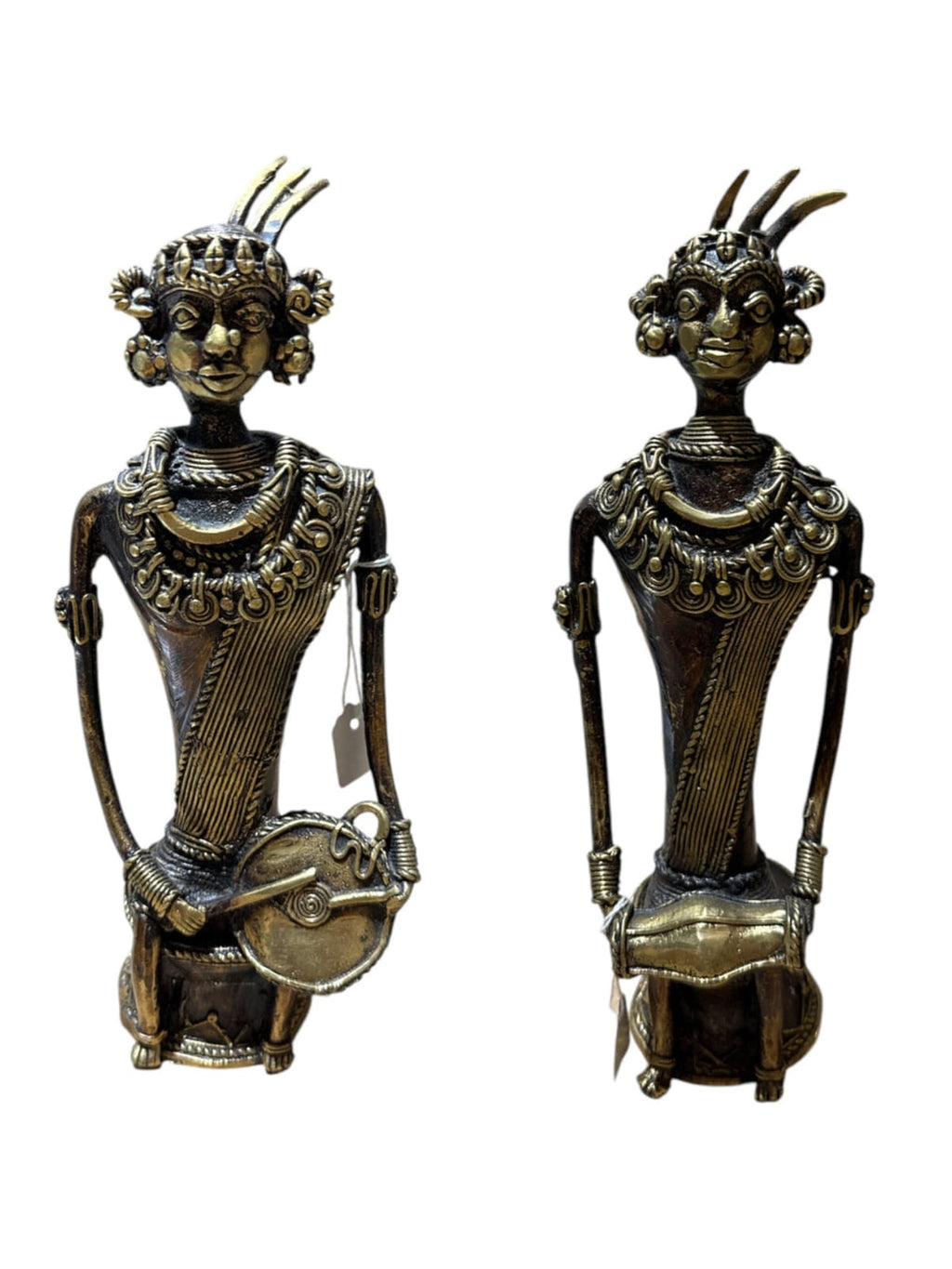 Handmade tabletop brass bronze Tribe design statue home office restaurant display decoration showpiece 2pcs set