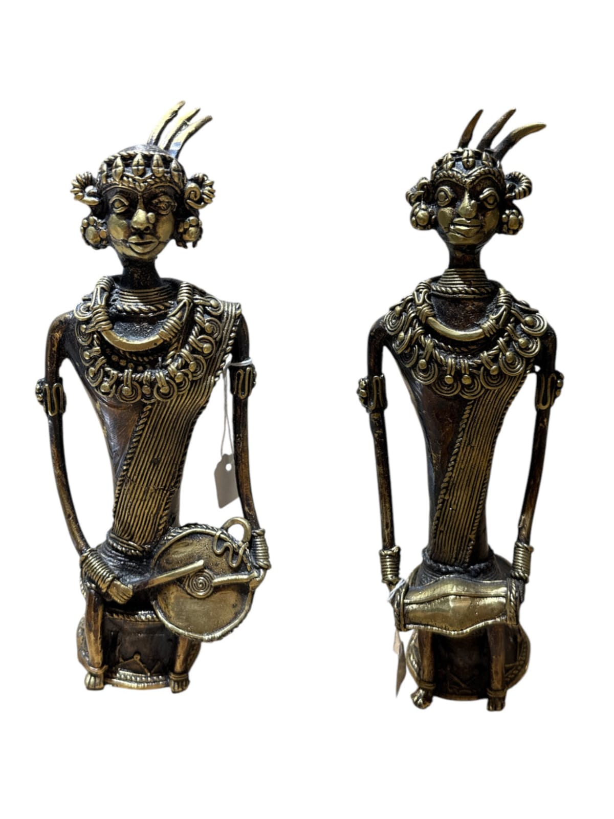 Handmade tabletop brass bronze Tribe design statue home office restaurant display decoration showpiece 2pcs set