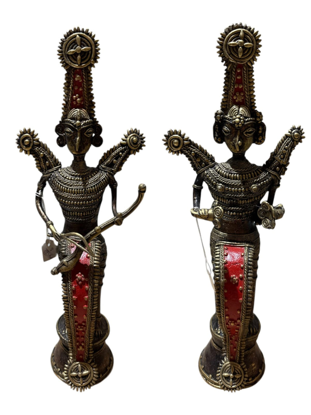 Handmade tabletop brass bronze Tribe design statue home office restaurant display decoration showpiece 2pcs set