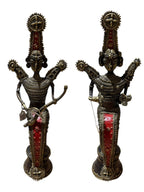 Handmade tabletop brass bronze Tribe design statue home office restaurant display decoration showpiece 2pcs set
