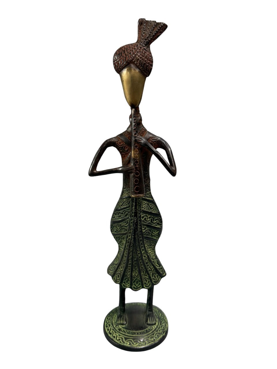 Beautiful divine ancient musician various musical instruments brass sculpture showpieces 2pcs set