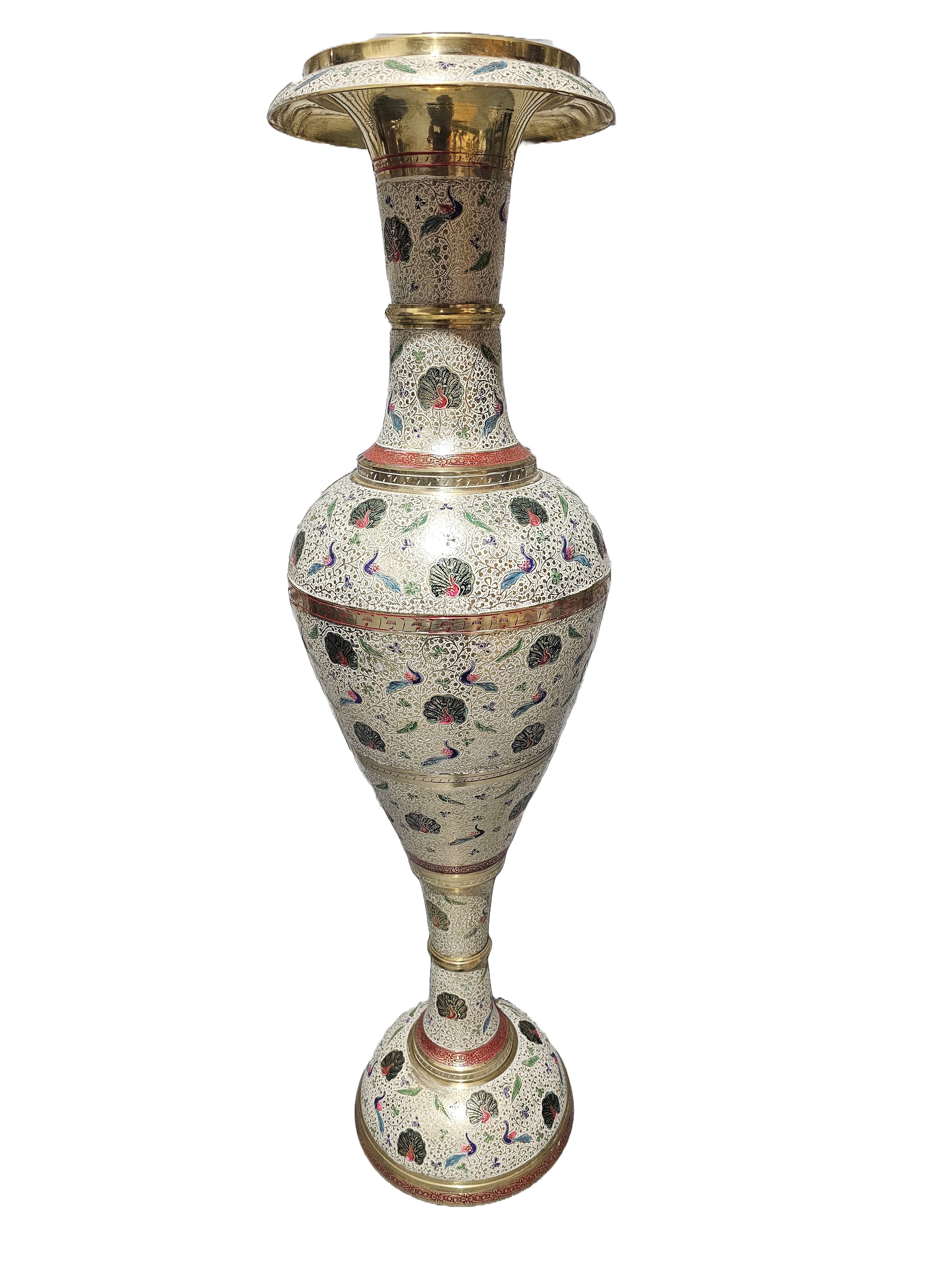 Large size brass bronze flower vase Indian Malay design home office restaurant display decoration