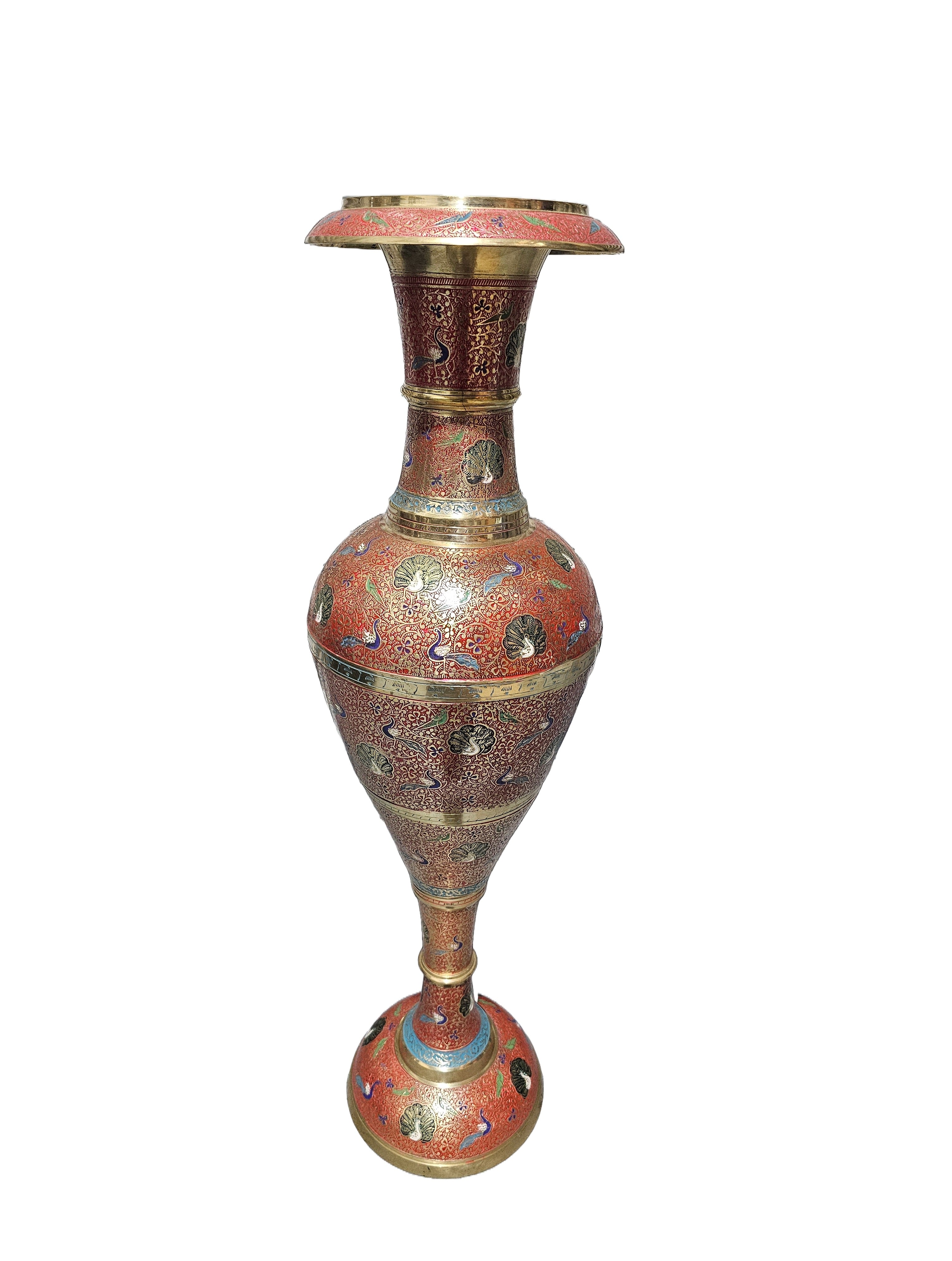 Small size brass bronze flower vase Indian Malay design home office restaurant decor display decoration