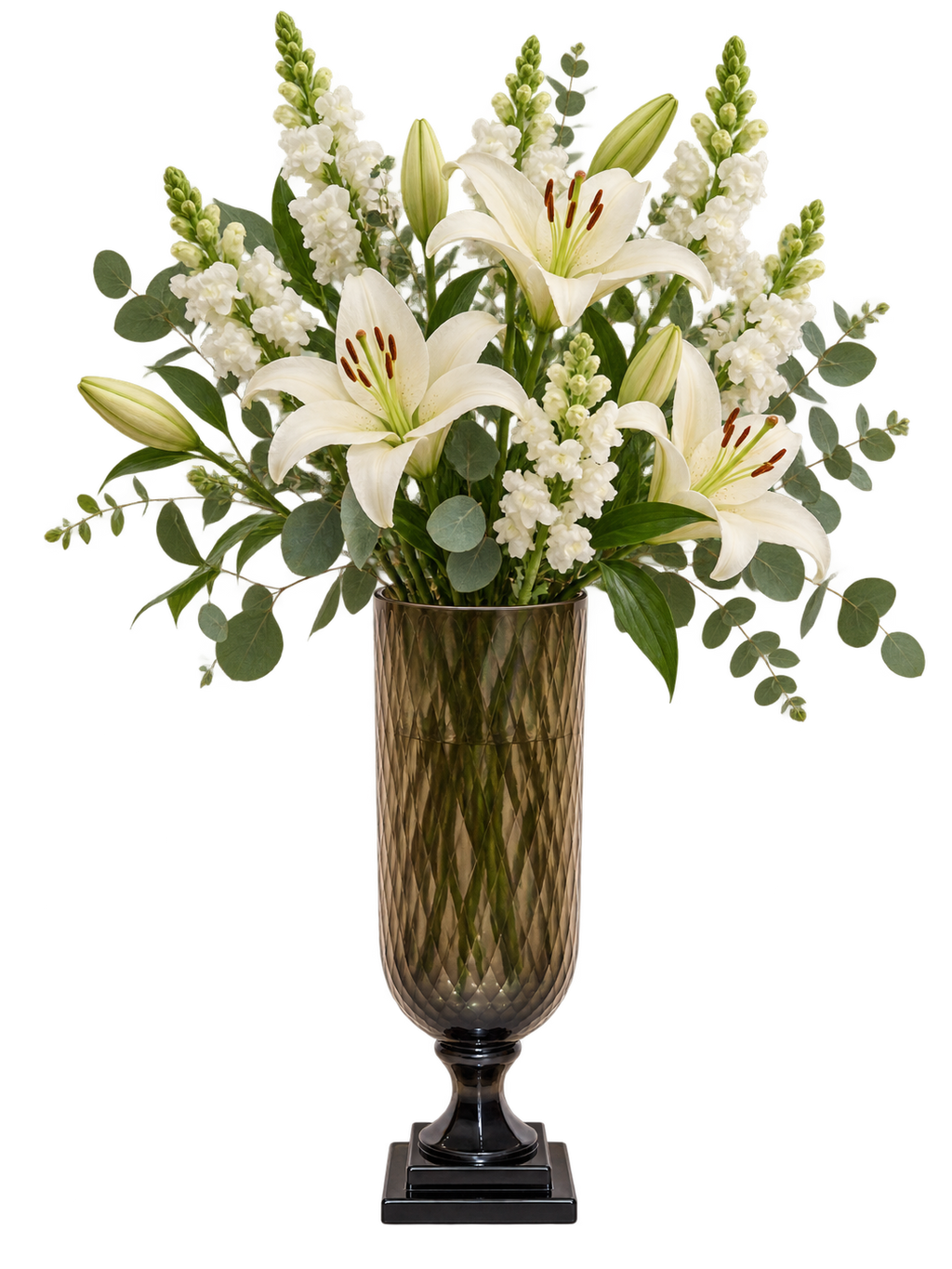 EHAIKA Designer Hurricane Glass Flower Vase, Handmade Honeycomb Cut Patterned - Cylinder Shaped