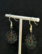 Beautiful Black Green Copper Earrings, Drop Dangle Handmade Artisan Jewellery
