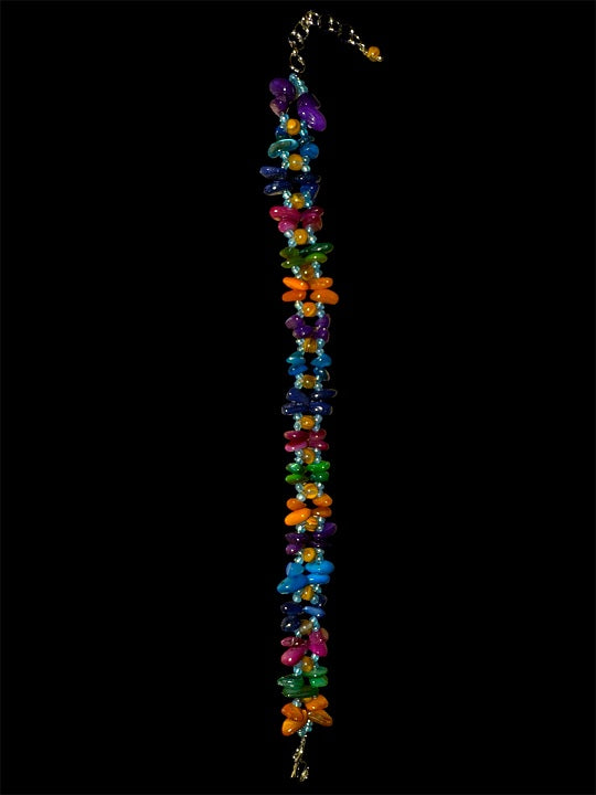 Genuine Natural Crystal Bracelet, Multicolored Shells, One-of-a-kind Handmade Bangle