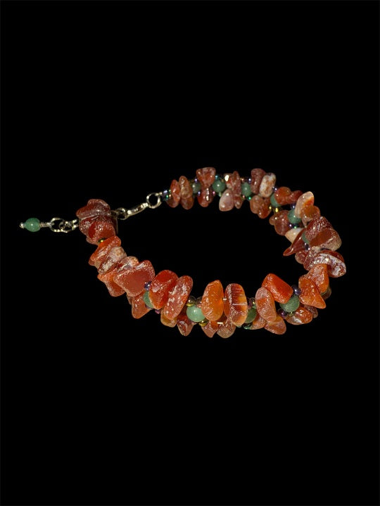 Genuine Natural Crystal Carnelian Bracelet, Dark Color One-of-a-kind handmade bangle