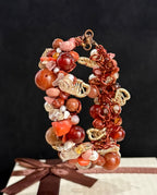 Authentic Natural Mixed Crystal Cuff Bracelet, Orange Color One-of-a-kind handmade bangle