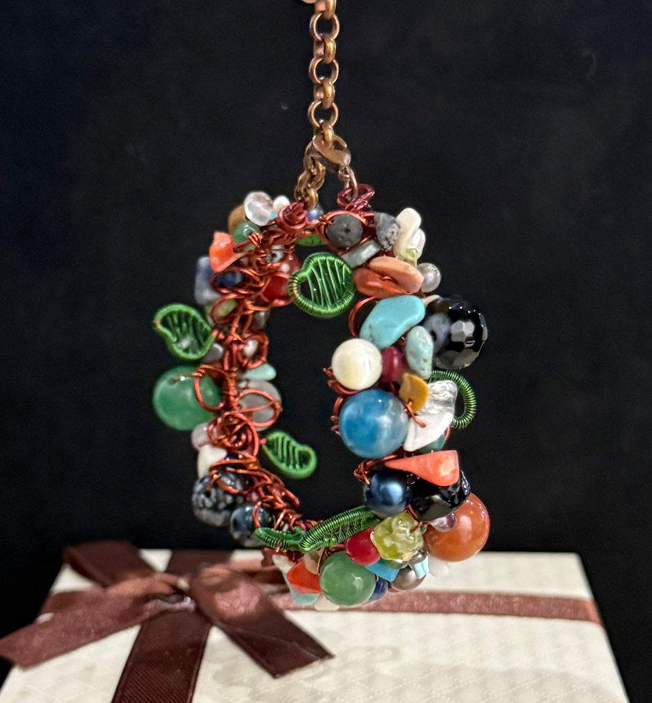 Authentic Natural Mixed Crystal Cuff Bracelet, Multicolored One-of-a-kind handmade bangle