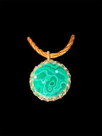 Genuine Natural Malachite Pendant, Water Waves Design, Copper Wire Handmade Artisan Jewellery
