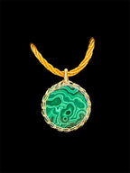 Genuine Natural Malachite Pendant, Water Waves Design, Copper Wire Handmade Artisan Jewellery