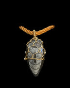 Genuine Fossil Orthocone Nautiloid Pendant, Man, Woman Golden Copper Wire Handmade Artisan Jewelry