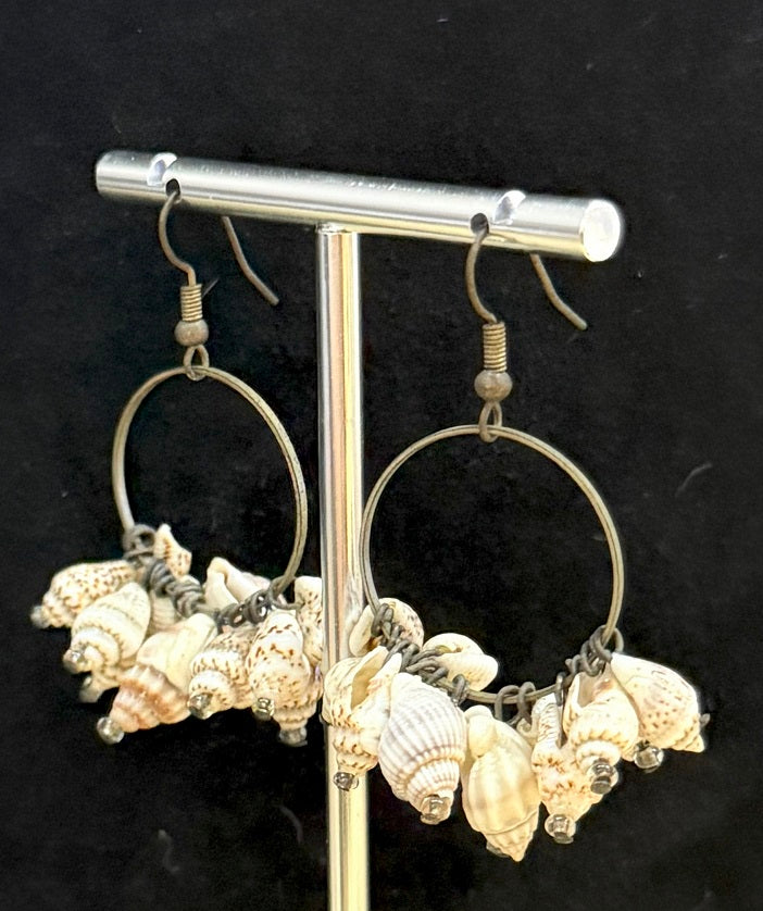 Beautiful Unique Sea Shell Drop Dangling Women Earrings, One-of-a-kind handmade Artisan Jewellery
