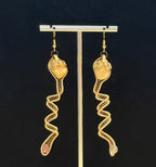 Beautiful Unique Sea Fossil Coral Snake Drop Dangling Women Earrings, One-of-a-kind handmade Artisan Jewellery