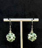 Natural Unakite Semiprecious Stone Beads, Green Drop Dangle Earrings, One-of-a-kind handmade Artisan Jewelry